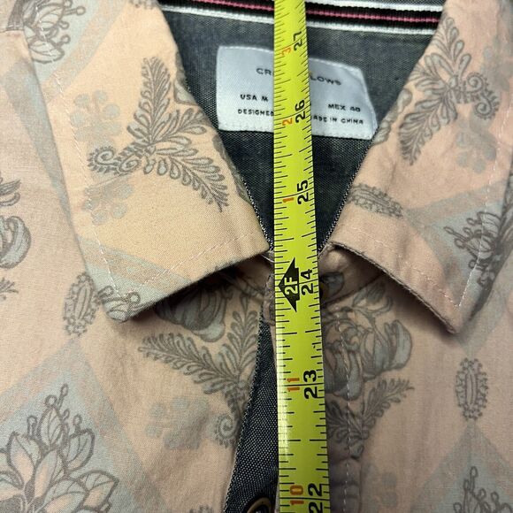 Craft + Flow Button Up Shirt Men's Medium Short Sleeve Floral Pink Cotton NWOT - Picture 9 of 9